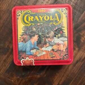 Vintage 1992 Crayola Crayons Christmas Tin with 64 Pack of Crayons ~ Sealed